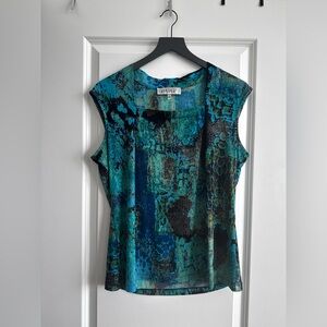 Kasper Women's Vibrant Blue Patterned Blouse